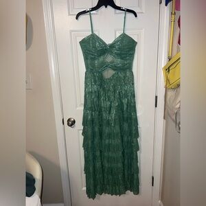 Gianni Bini Shimmer Green Layered Formal Dress